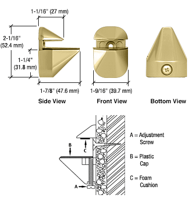 GDI Polished Brass Adjustable Shelf Clamp