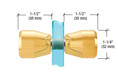 GDI Polished Brass Back-to-Back Bow-Tie Style Knobs
