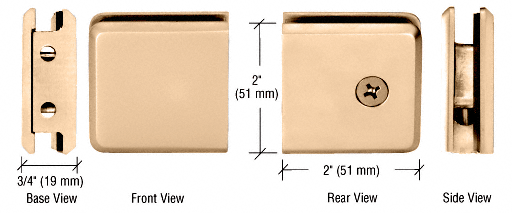 GDI Polished Brass Beveled Style Notch-in-Glass Fixed Panel U-Clamp
