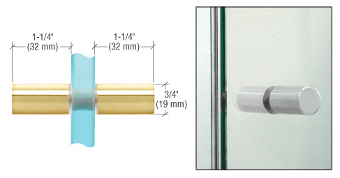 GDI Polished Brass Cylinder Style Back-to-Back Shower Door Knobs