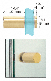 GDI Polished Brass Cylinder Style Single-Sided Shower Door Knob