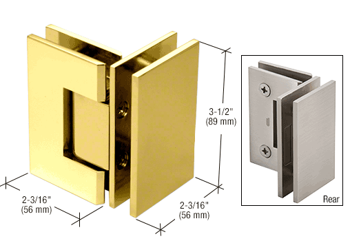 GDI Polished Brass Geneva 092 Series 90 Degree Glass-to-Glass Hinge