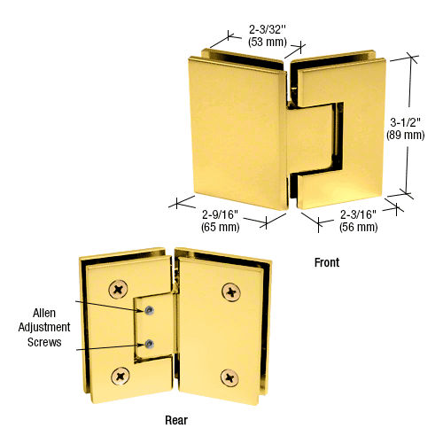 GDI Polished Brass Geneva 345 Series Adjustable 135 Degree Glass-to-Glass Hinge