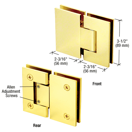 GDI Polished Brass Geneva 380 Series Adjustable 180 Degree Glass-to-Glass Hinge