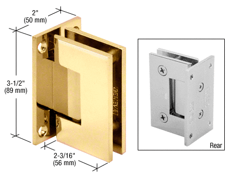 GDI Polished Brass Geneva 537 Series Wall Mount Full Back Plate Standard Hinge With 5 Degree Offset