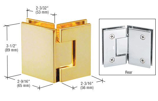 GDI Polished Brass Geneva 545 Series 135 Degree Glass-to-Glass Hinge