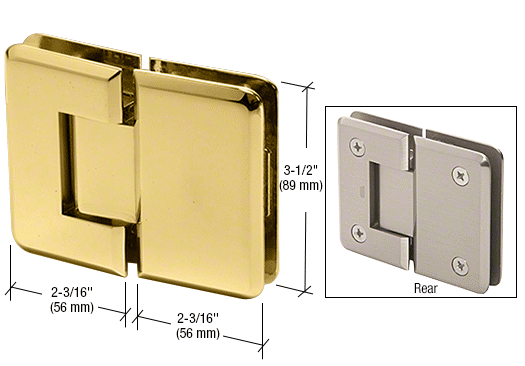 GDI Polished Brass Pinnacle 180 Series 180 Degree Glass-to-Glass Standard Hinge