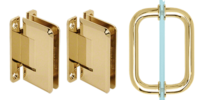GDI Polished Brass Pinnacle Shower Pull and Hinge Set