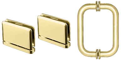 GDI Polished Brass Prima Shower Pull and Hinge Set