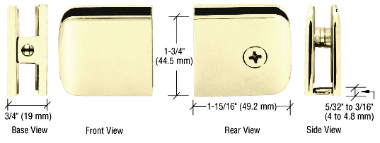 GDI Polished Brass Roman Series Fixed Panel U-Clamp