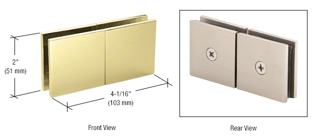 GDI Polished Brass Square 180 Degree Glass-to-Glass Movable Transom Clamp