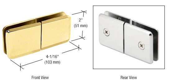GDI Polished Brass Square Beveled 180º Glass-to-Glass Movable Transom Clamp