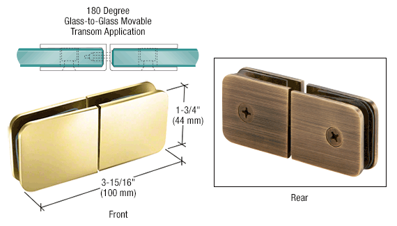 GDI Polished Brass Traditional Movable Glass-To-Glass Transom Glass Clamp