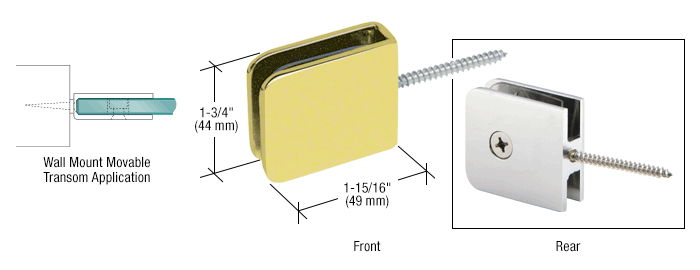 GDI Polished Brass Traditional Movable Wall Mounted Transom Glass Clamp