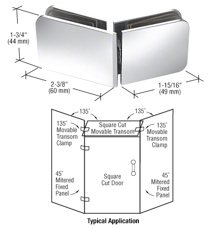 GDI Polished Chrome 135 Degree Movable Transom Clamp