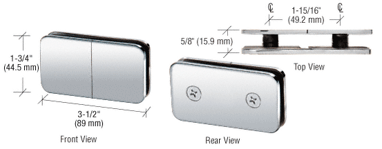GDI Polished Chrome 180 Degree Traditional Style Split Face and 'Y' Inline Glass-to-Glass Clamp