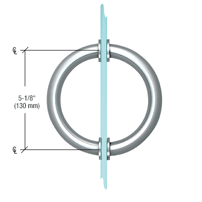GDI Polished Chrome 5-1/8" Tubular Back-to-Back Circular Style Brass Shower Door 3/4" Diameter Pull Handles