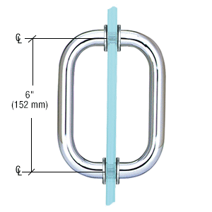 GDI Polished Chrome 6" Back-to-Back Solid Brass 3/4" Diameter Pull Handles with Metal Washers