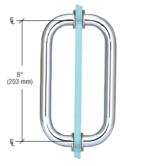 GDI Polished Chrome 8" Back-to-Back Solid Brass 3/4" Diameter Pull Handles with Metal Washers