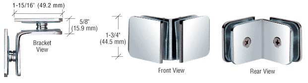 GDI Polished Chrome 90 Degree Traditional Style Oversized Glass Clamp