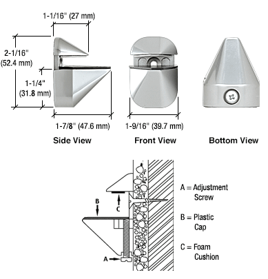 GDI Polished Chrome Adjustable Shelf Clamp