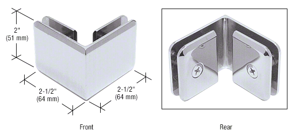 GDI Polished Chrome Beveled Style 90º Glass-to-Glass Clamp