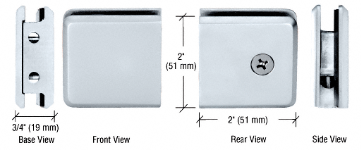 GDI Polished Chrome Beveled Style Notch-in-Glass Fixed Panel U-Clamp