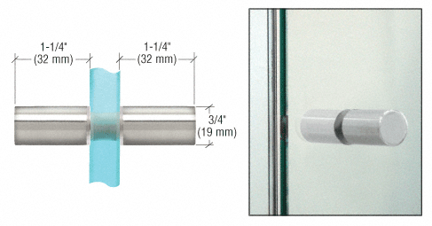 GDI Polished Chrome Cylinder Style Back-to-Back Shower Door Knobs