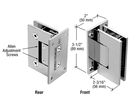 GDI Polished Chrome Geneva 337 Series Adjustable Wall Mount Full Back Plate Hinge