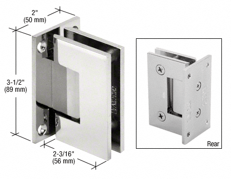 GDI Polished Chrome Geneva 537 Series Wall Mount Full Back Plate Standard Hinge With 5 Degree Offset