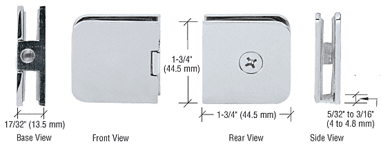 GDI Polished Chrome Junior Traditional Style Fixed Panel U-Clamp