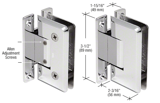 GDI Polished Chrome Pinnacle 337 Series Adjustable Wall Mount Full Back Plate Hinge