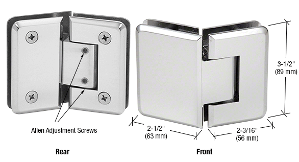 GDI Polished Chrome Pinnacle 345 Series Adjustable 135 Degree Glass-to-Glass Hinge