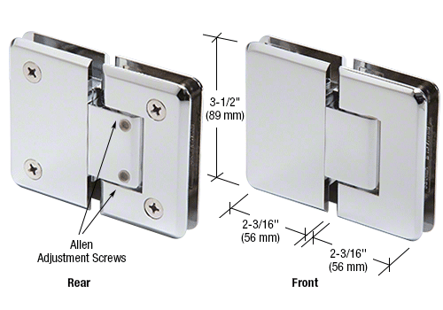 GDI Polished Chrome Pinnacle 380 Series Adjustable 180 Degree Glass-to-Glass Hinge