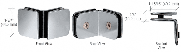 GDI Polished Chrome Roman Series 90 Degree Glass-to-Glass Clamp