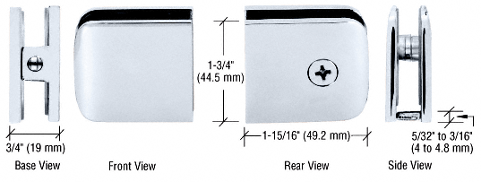 GDI Polished Chrome Roman Series Fixed Panel U-Clamp