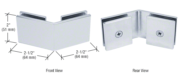 GDI Polished Chrome Square 135 Degree Glass-to-Glass Clamp