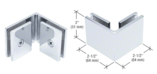GDI Polished Chrome Square 90 Degree Glass-to-Glass Clamp