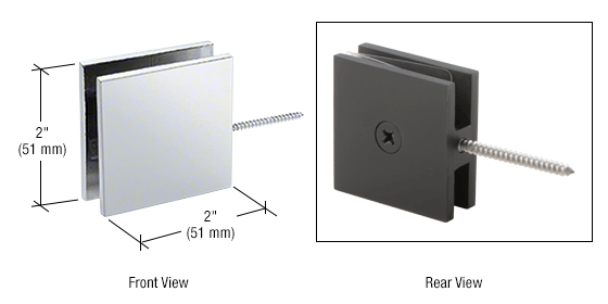 GDI Polished Chrome Square Wall Mount Movable Transom Clamp