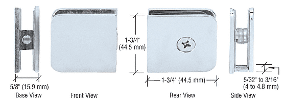 GDI Polished Chrome Traditional Style Fixed Panel U-Clamp