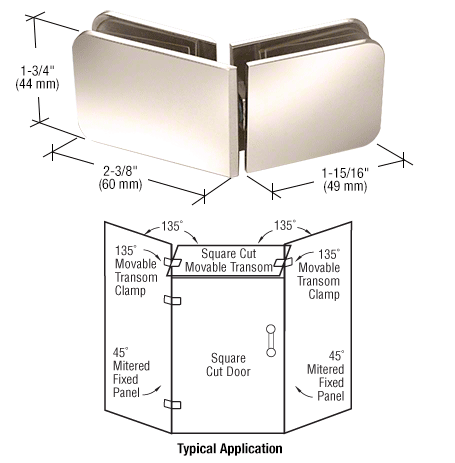 GDI Polished Nickel 135 Degree Movable Transom Clamp