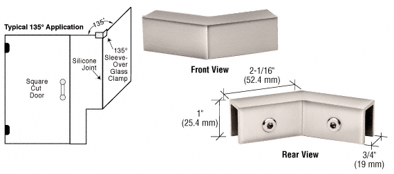 GDI Polished Nickel 135 Degree "Sleeve Over" Glass Clamp