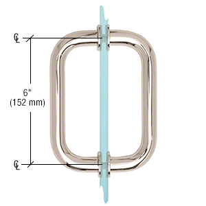 GDI Polished Nickel 6" Tubular Back-to-Back 3/4" Diameter Shower Door Pull Handles