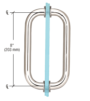 GDI Polished Nickel 8" Back-to-Back Solid Brass 3/4" Diameter Pull Handles with Metal Washers