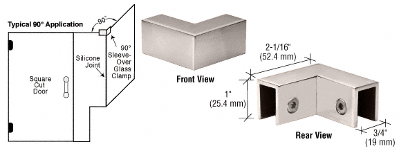 GDI Polished Nickel 90 Degree "Sleeve Over" Glass Clamp