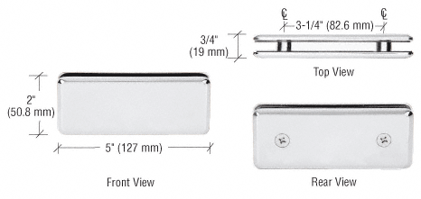 GDI Polished Nickel Beveled 180º Glass-to-Glass Clamp