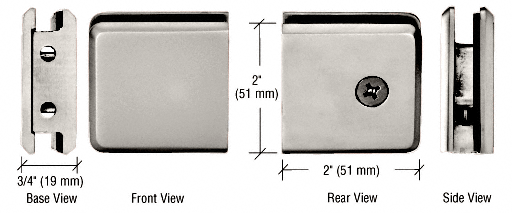 GDI Polished Nickel Beveled Style Notch-in-Glass Fixed Panel U-Clamp