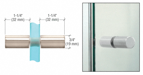 GDI Polished Nickel Cylinder Style Back-to-Back Shower Door Knobs