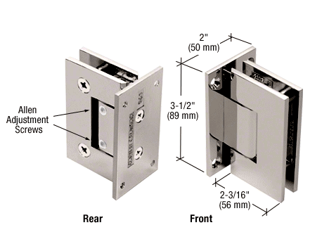 GDI Polished Nickel Geneva 337 Series Adjustable Wall Mount Full Back Plate Hinge