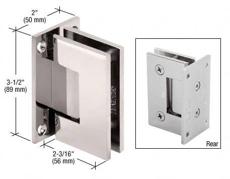 GDI Polished Nickel Geneva 537 Series Wall Mount Full Back Plate Standard Hinge With 5 Degree Offset